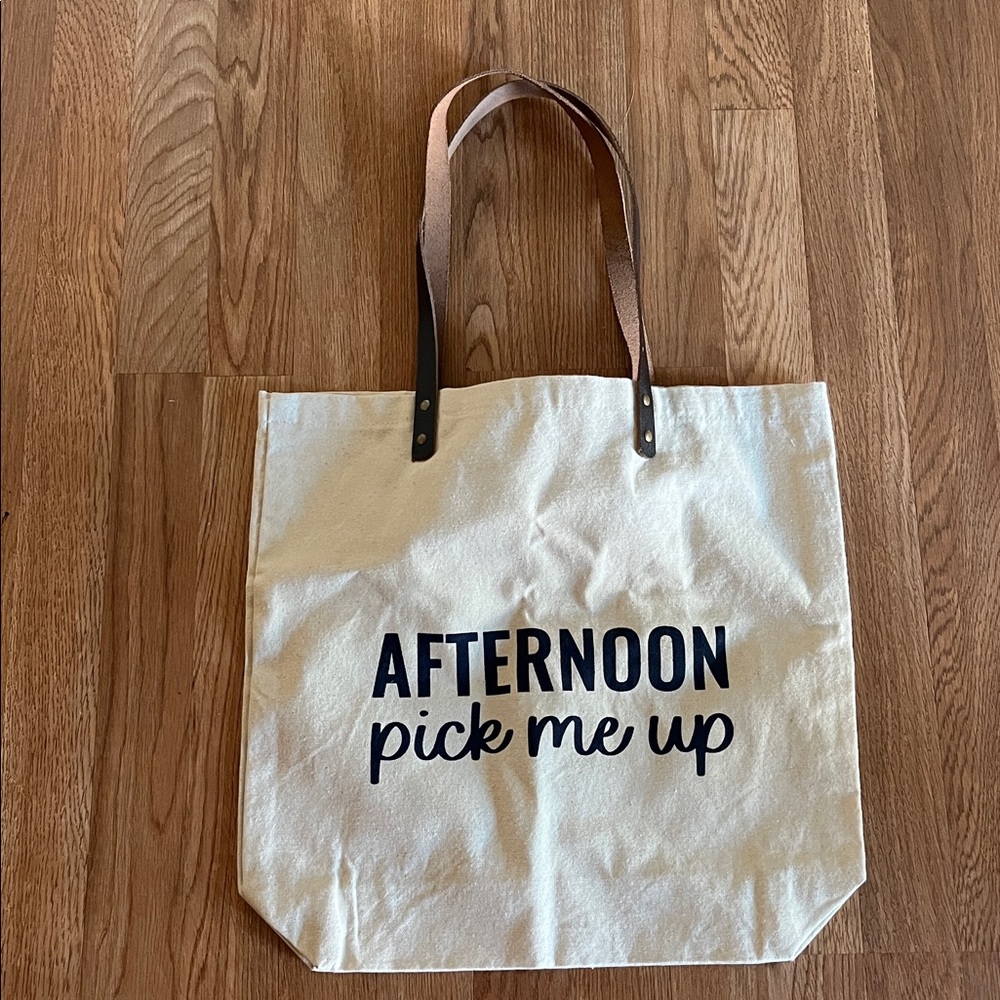 Canvas Tote Bag with Black Text